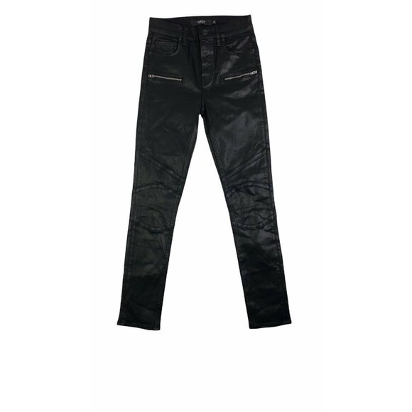 Hudson Los Angeles‎ Womens Black Coated Zipper Pock - Picture 1 of 10